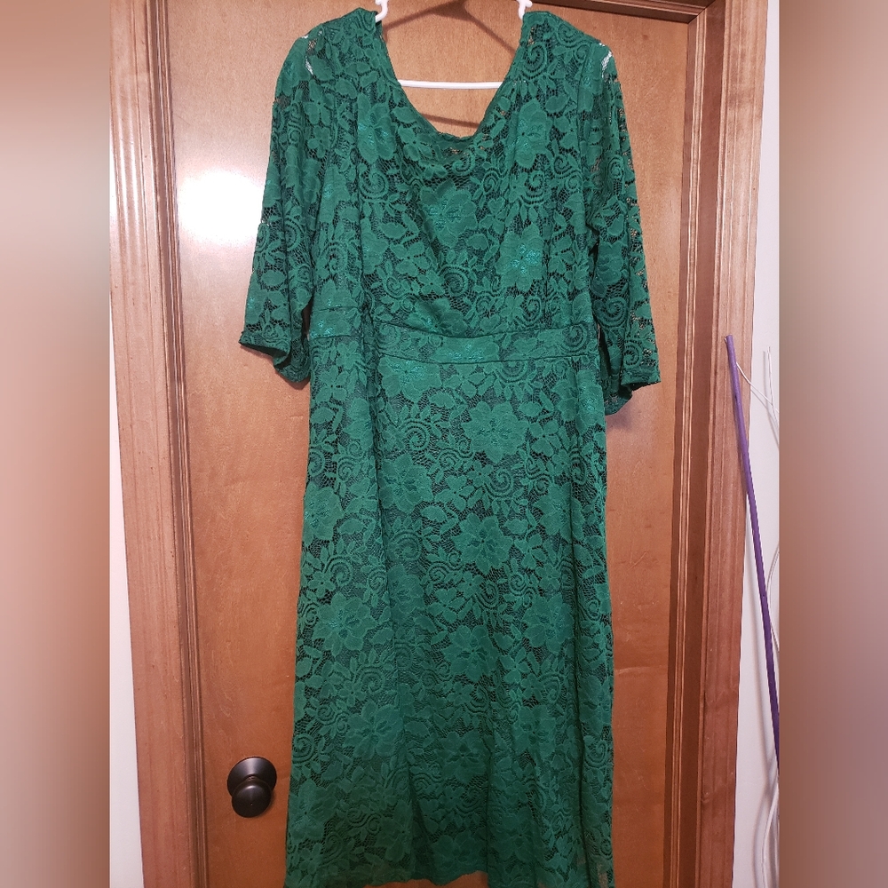 Women's 4XL lace green dress